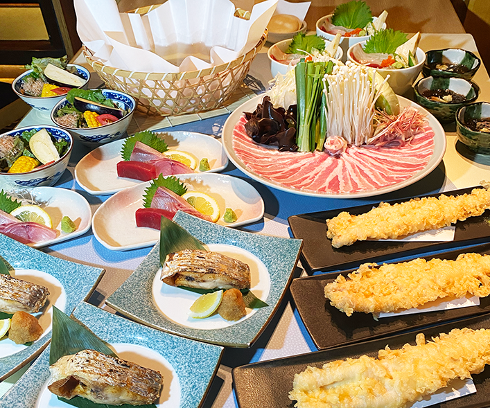 【初夏野菜の豚しゃぶコース】